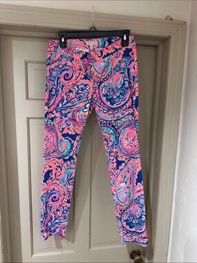 Lilly Pulitzer Pink & Blue Paisley Skinny Jeans